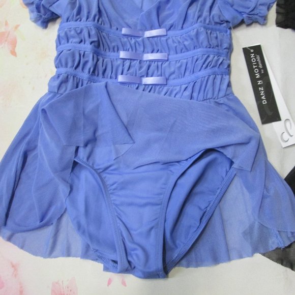 Dance Leotard Dress New 2-4 4-6 6-7 8-10 12-14 Blue Black Ballet Dance Costume - Picture 8 of 8